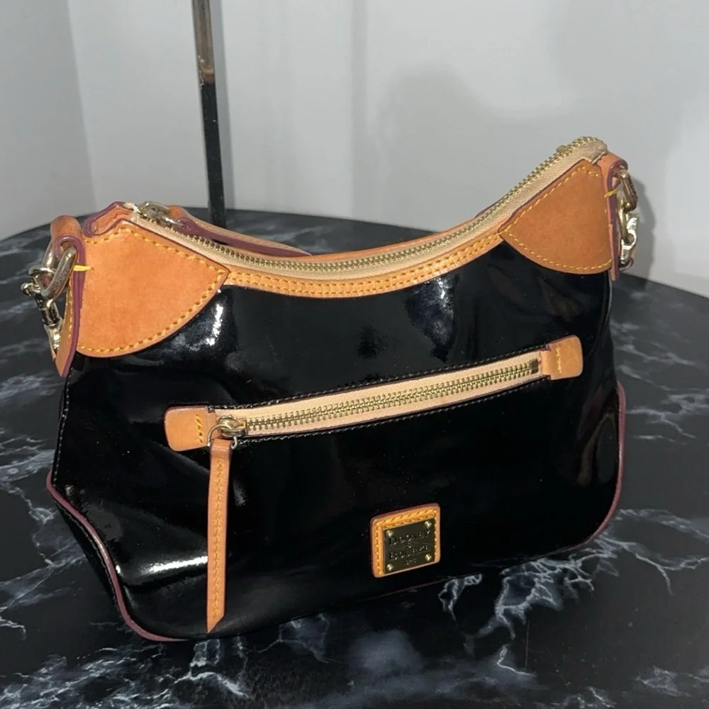 DOONEY & BOURKE Patent Small Hobo Black Shiny Patent Leather AUTHENTIC